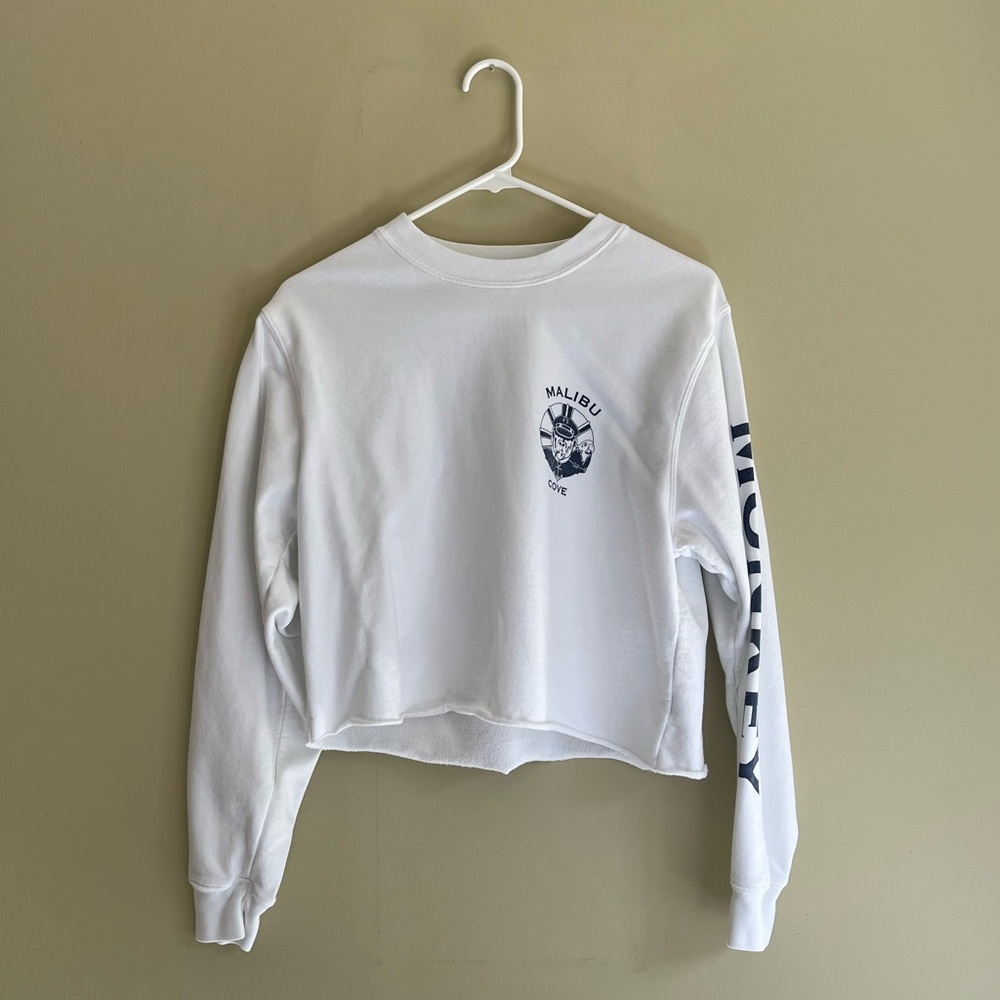 Brandy Melville Monkey Island Cropped Crewneck Sweatshirt